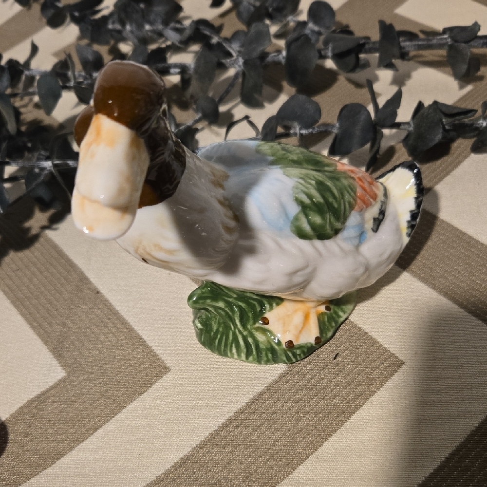 Vintage Colorful Ceramic Duck Figurine